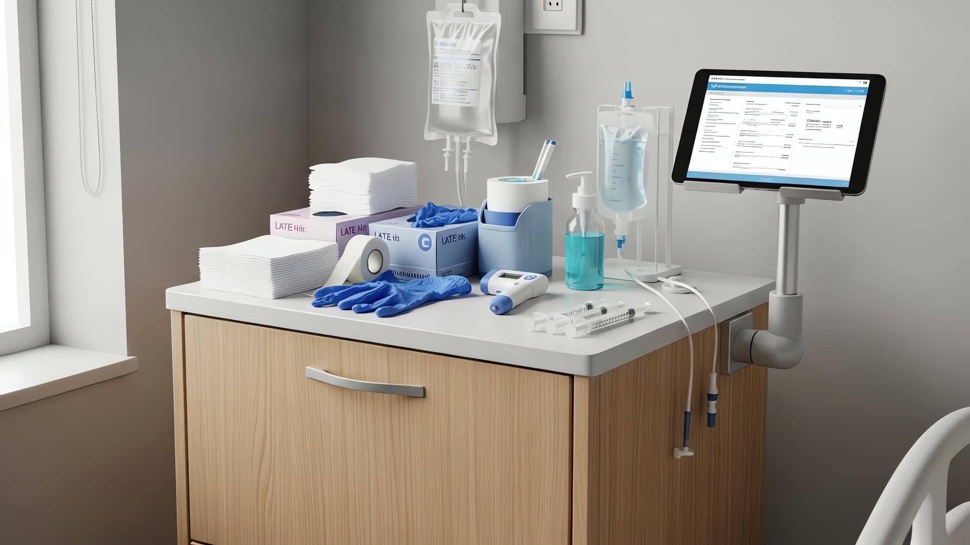 medium-vecteezy_medical-cart-with-supplies-and-digital-tablet-in-hospital-room_75028533_medium (1) PAT testing healthcare facilities Ireland portable appliance testing clinic